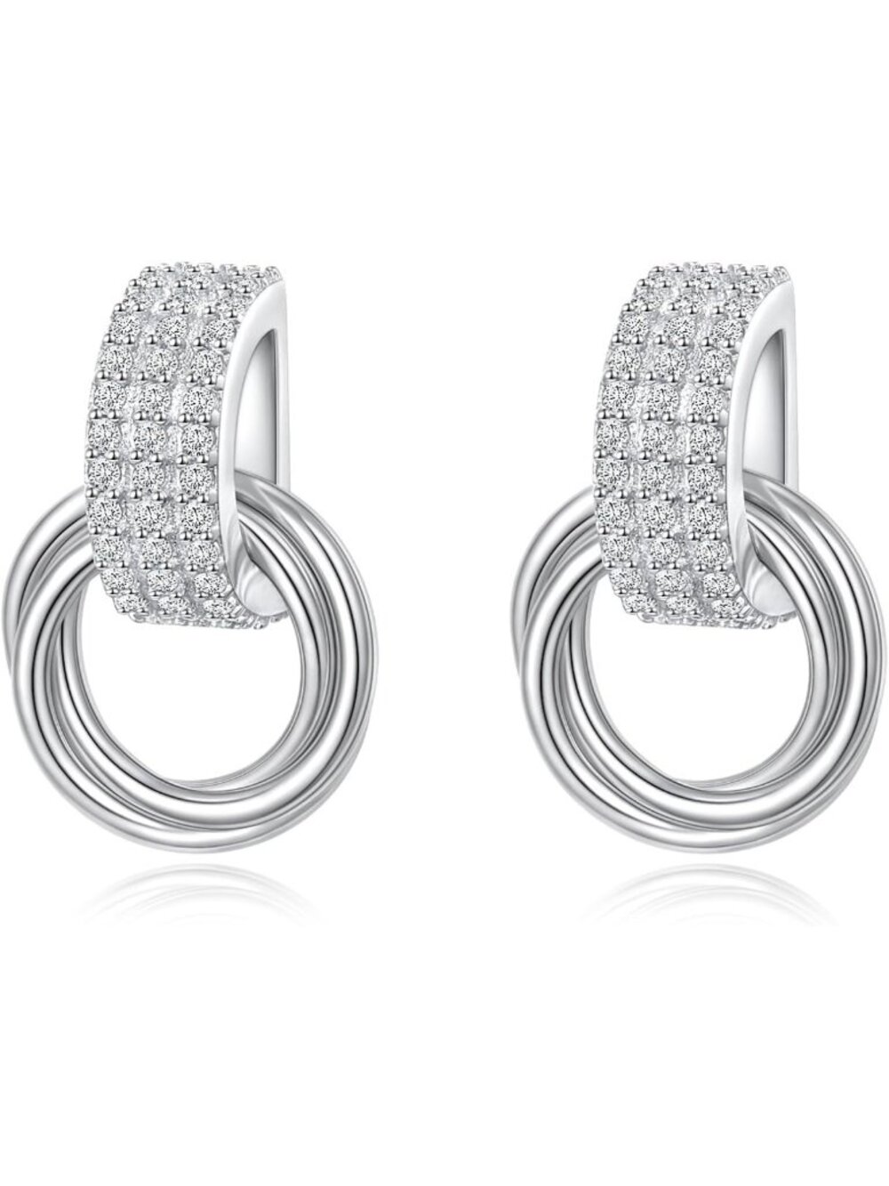 Chunky Geometric Knot Drop Dangle Earrings in S925 Sterling Silver